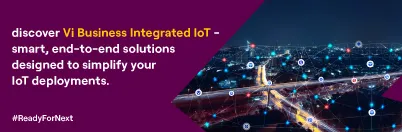 IoT Solutions Banner showcasing various IoT technology offerings by Vodafone Idea
