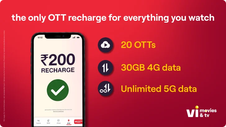 Save More on OTT Subscription with the New ₹200 Vi Movies & TV App Add-On Recharge Pack